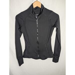 X by Gottex Womens Yoga Full Zip Athletic Jacket Sz S Black Workout Gym Training